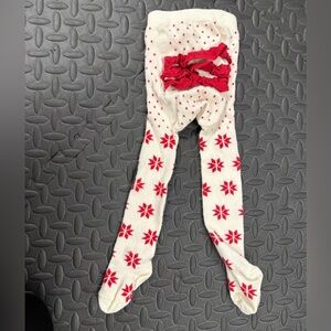 Hanna Andersson Cream and Red Snowflake Tights